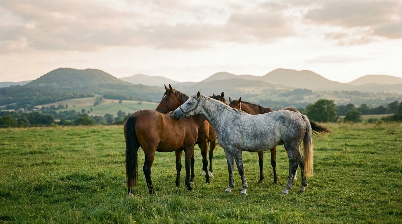 Les chevaux du Au repaire de Bona en liberté, Haute-Loire
